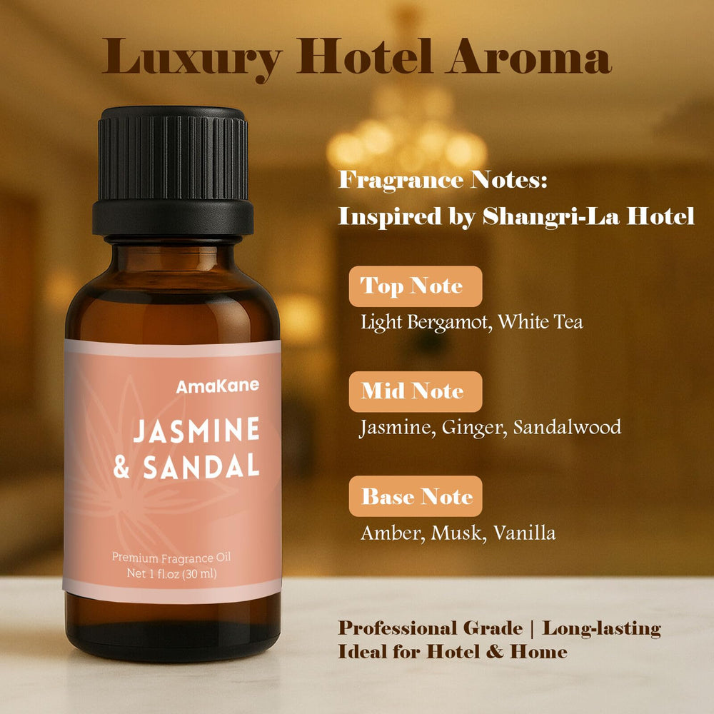 Premium packaging design for AmaKane Jasmine & Sandal fragrance oil