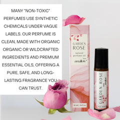 Lifestyle image showing Garden Rose scent in natural, calming setting
