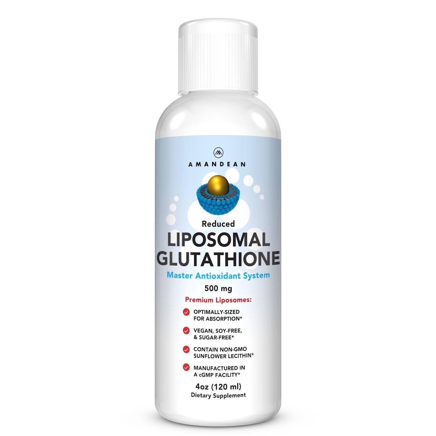 AMANDEAN Liposomal Glutathione bottle with label