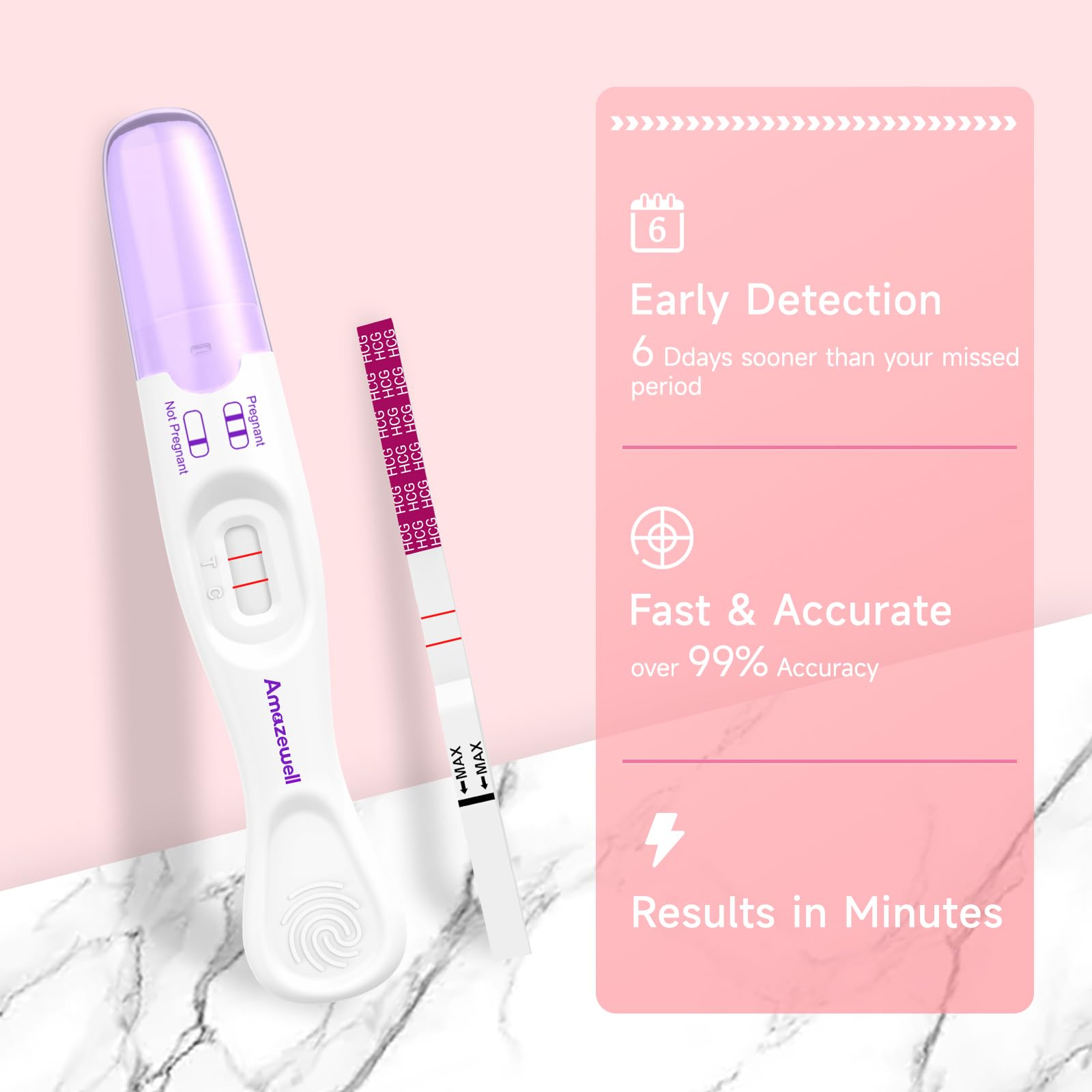 Easy-to-read pregnancy test results showing two lines