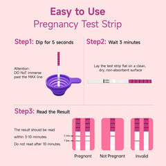 Five HCG pregnancy test strips included in Amazewell kit