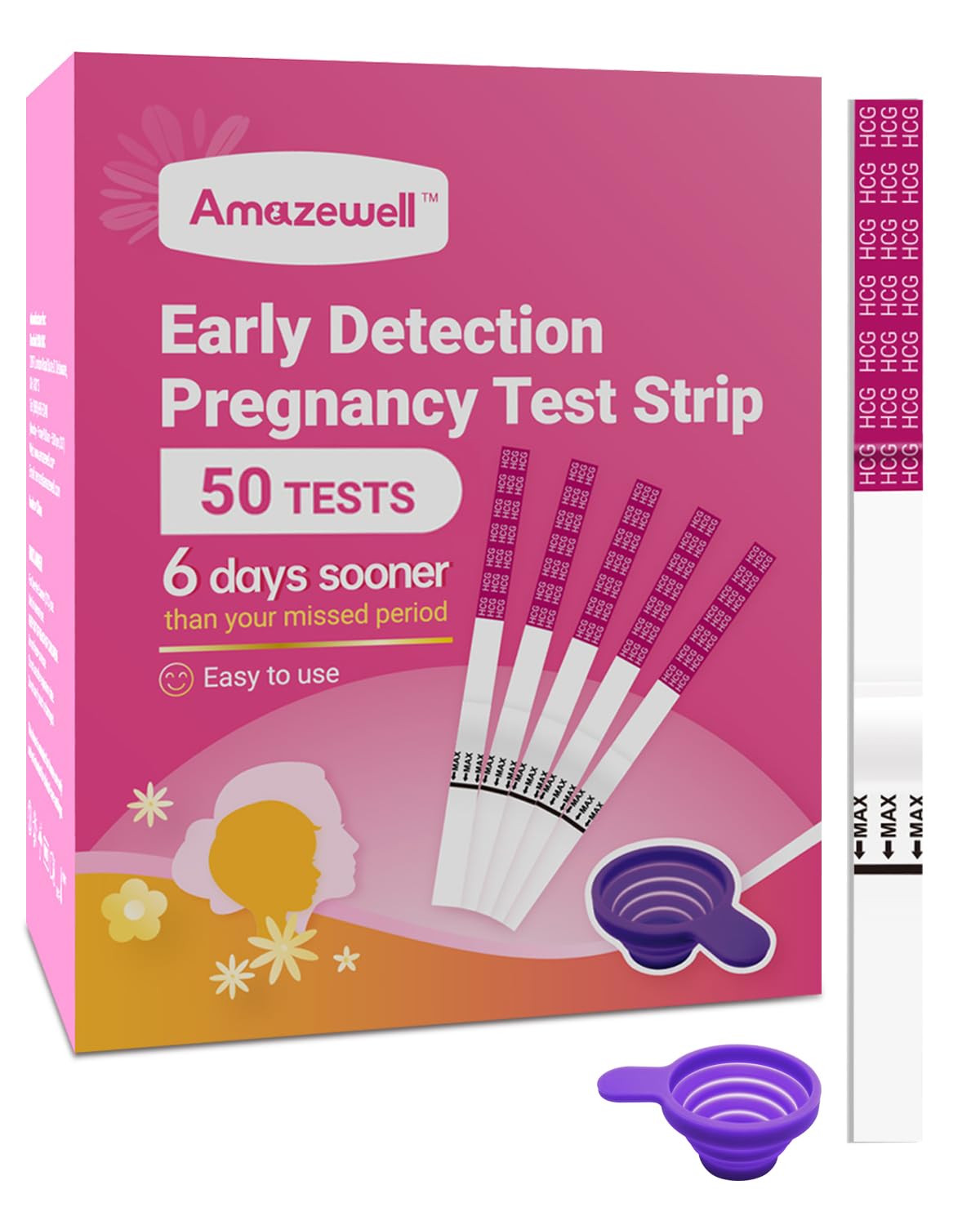 Amazewell hCG test strip front view – 50 pack
