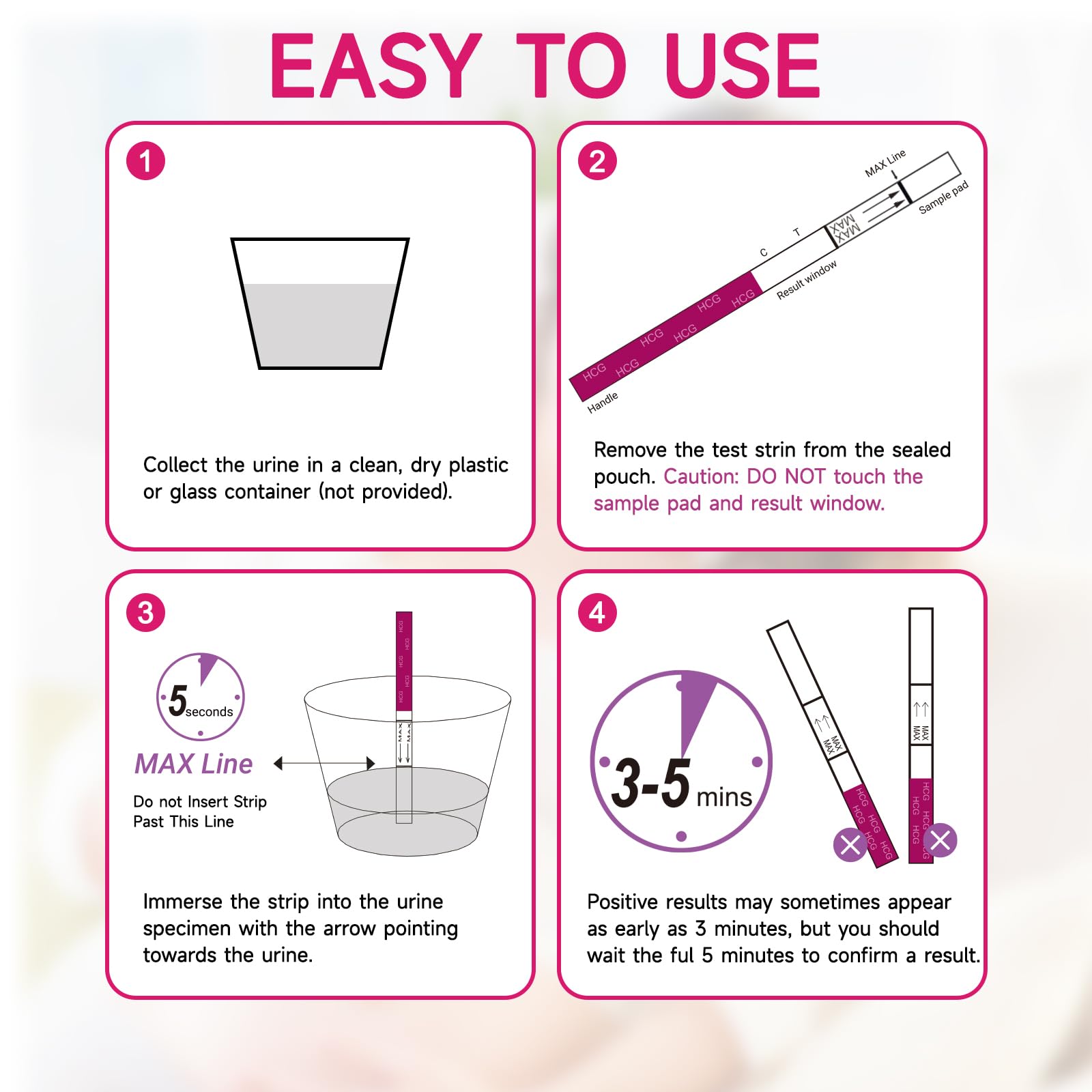 Amazewell 50-pack packaging for pregnancy test strips