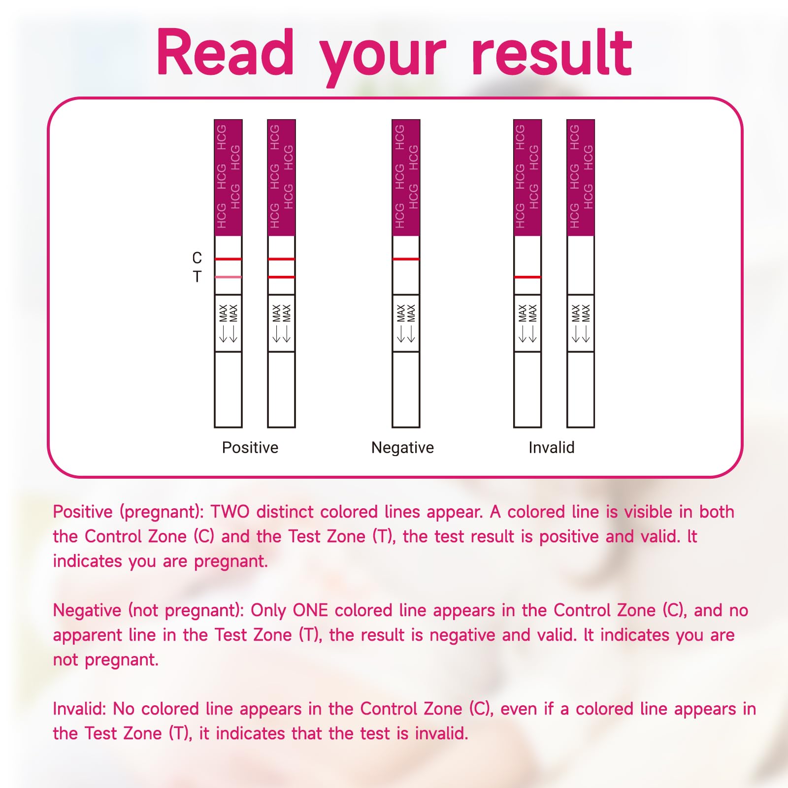 Amazewell hCG test strips in use