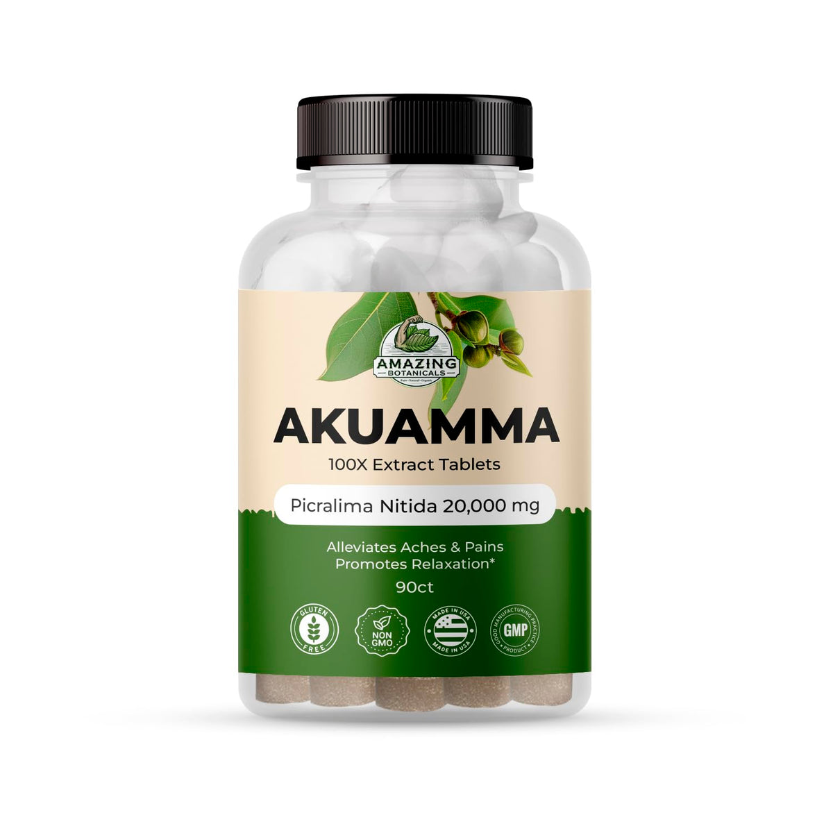 Amazing Botanicals Akuamma tablets 200 mg front view