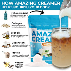 Ingredients collage: collagen, MCT oil, hyaluronic acid