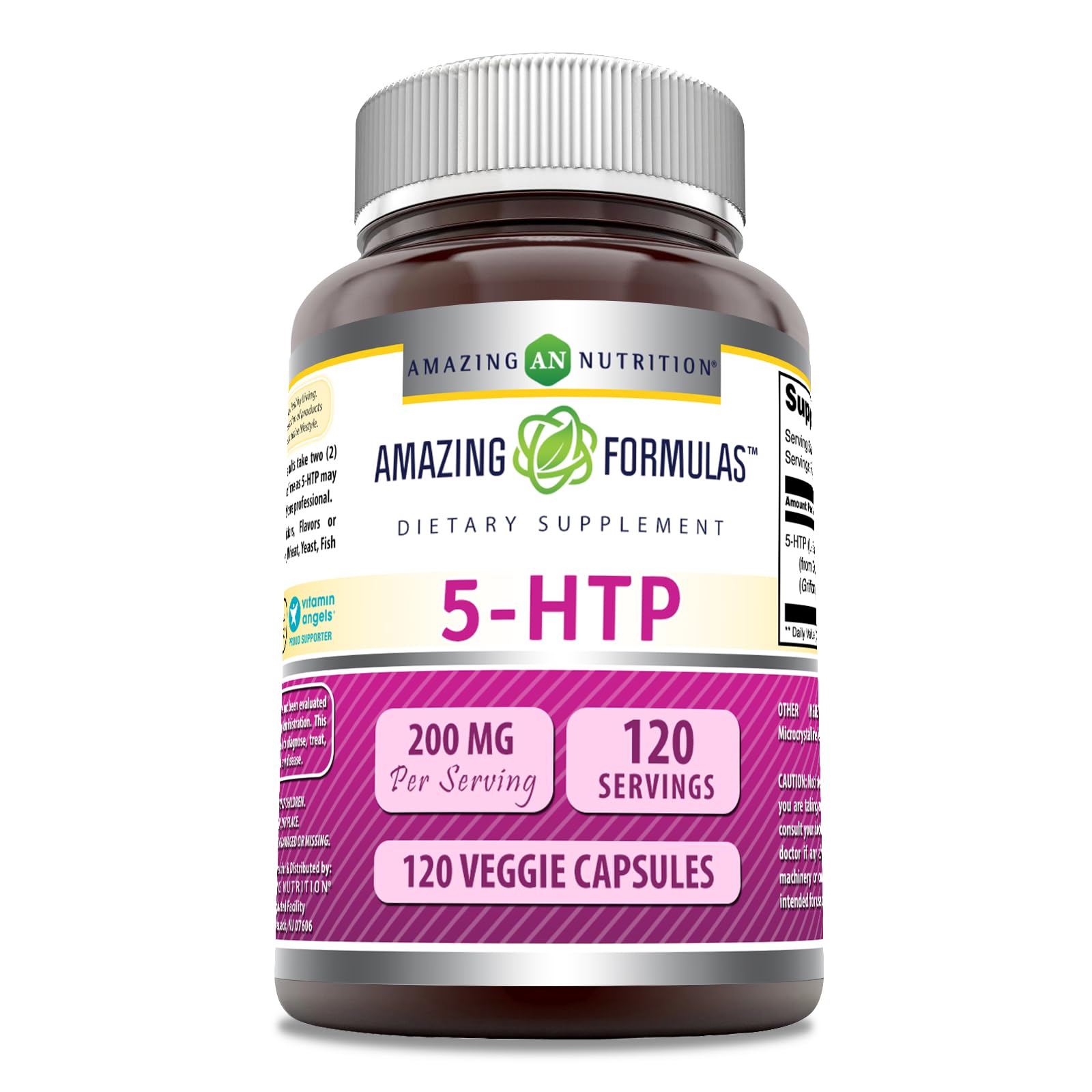 Amazing Formulas 5-HTP bottle label with 200 mg per serving