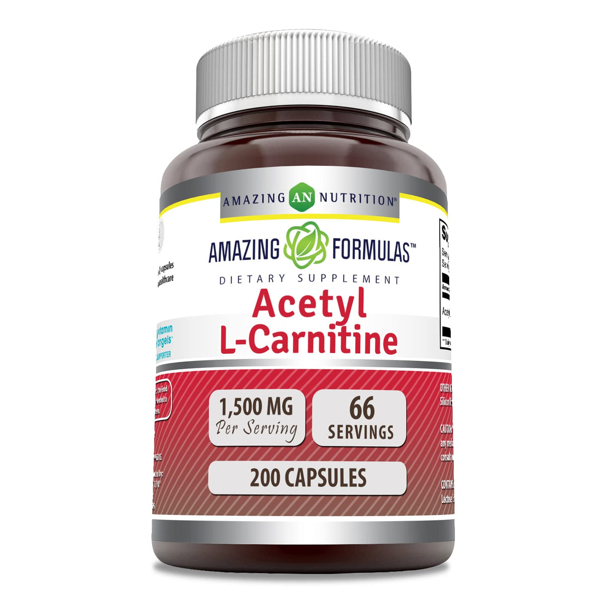 Bottle of Amazing Formulas Acetyl-Acetyl HCI 1500 mg vegetarian capsules