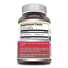 Three vegetarian capsules per serving for Acetyl-Acetyl HCI 1500 mg