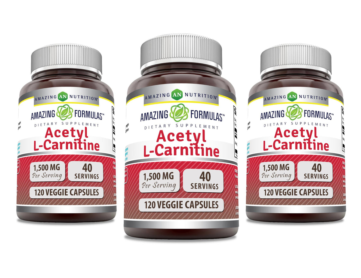 Bottle of Amazing Formulas Acetyl L-Carnitine HCl 1500 mg Veggie Capsules