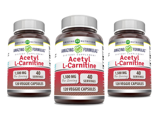 Bottle of Amazing Formulas Acetyl L-Carnitine HCl 1500 mg Veggie Capsules
