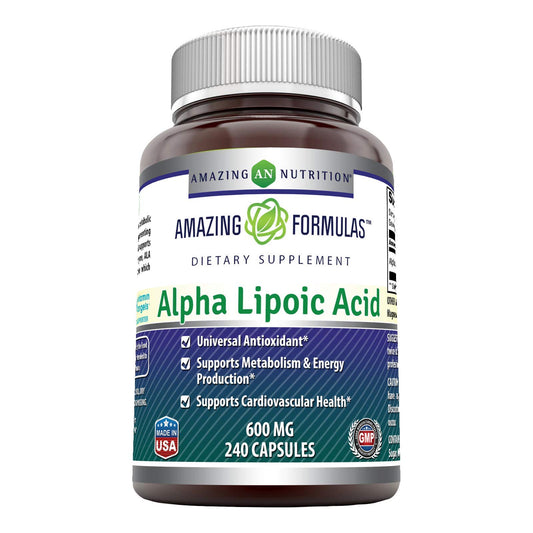 Amazing Formulas Alpha Lipoic Acid bottle with 600 mg per serving label