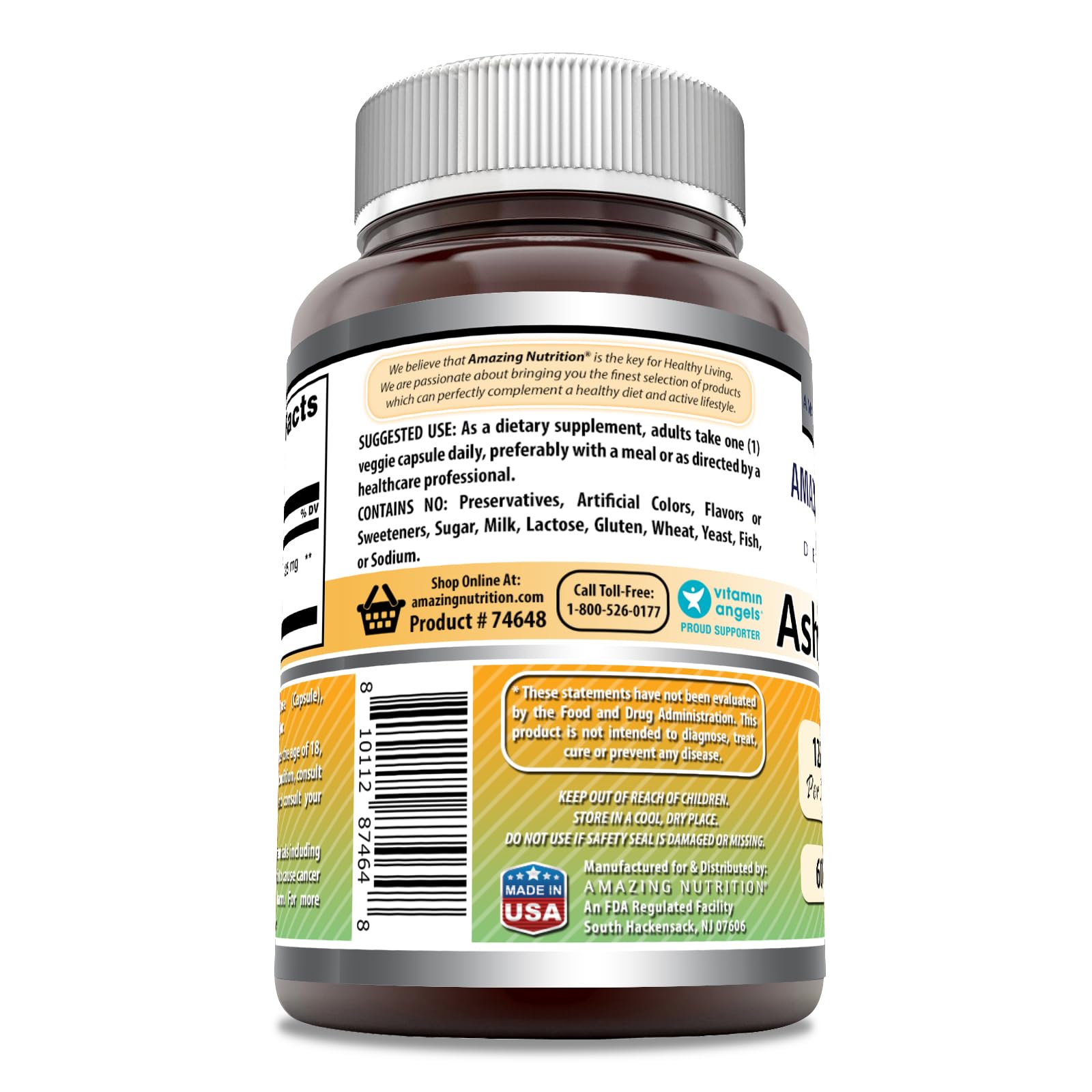 Product label highlighting Non-GMO, gluten-free, GMP compliance and Made in USA