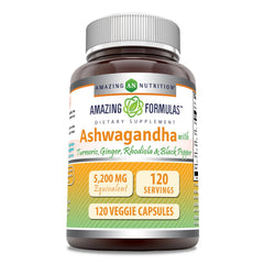 Amazing Formulas Ashwagandha supplement bottle on white background