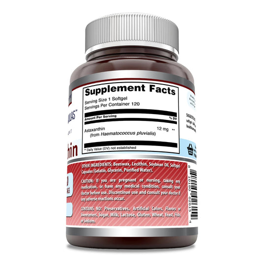 Astaxanthin bottle label showing GMO Free note