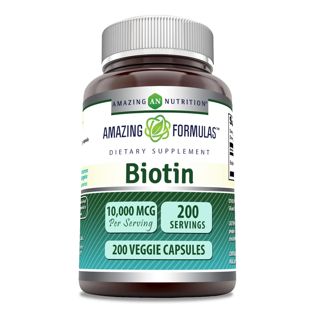 Amazing Formulas Biotin 10,000 mcg bottle – front view