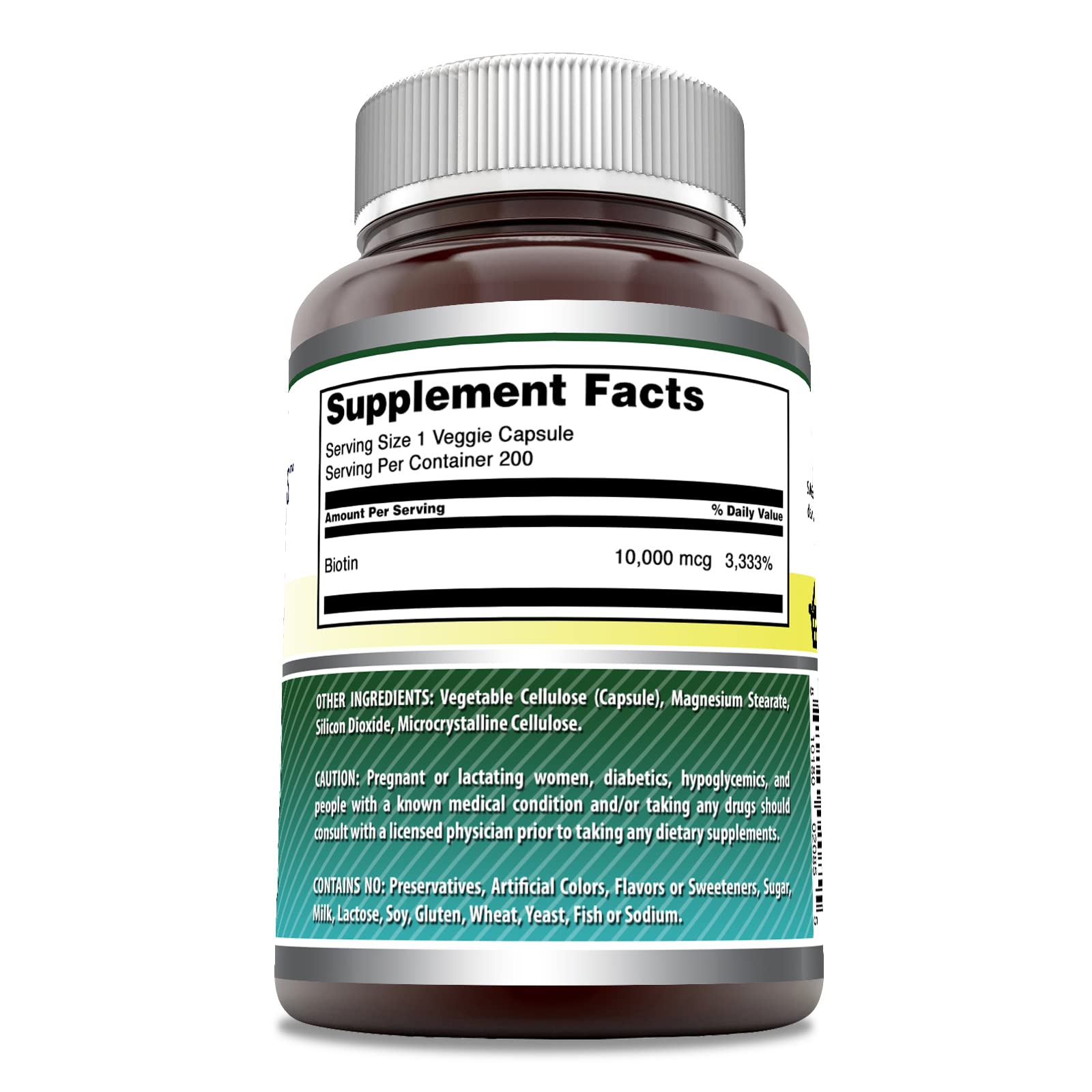 Biotin 10,000 mcg label close-up