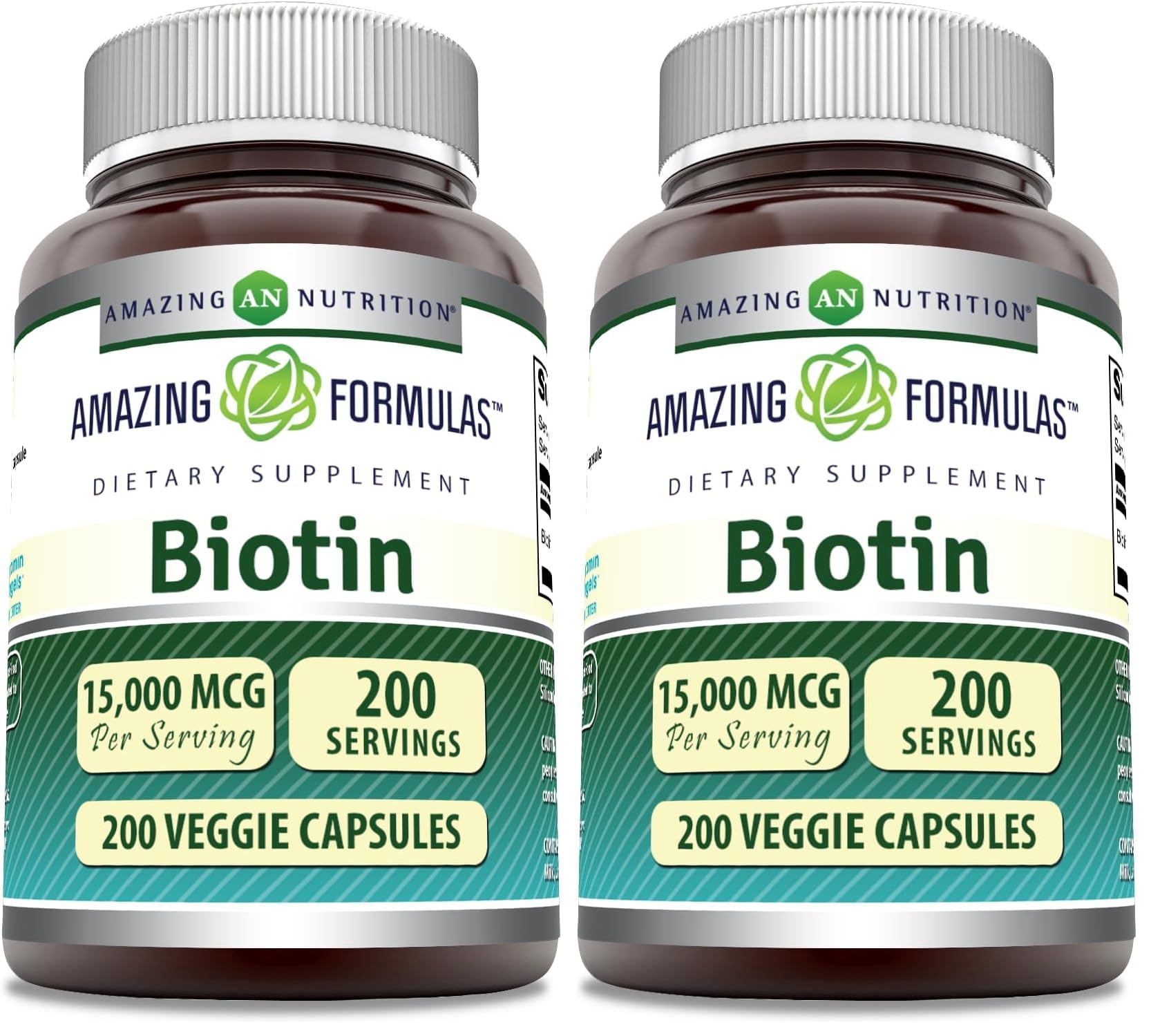 Amazing Formulas Biotin 15000 mcg bottle – Pack of 2, front view