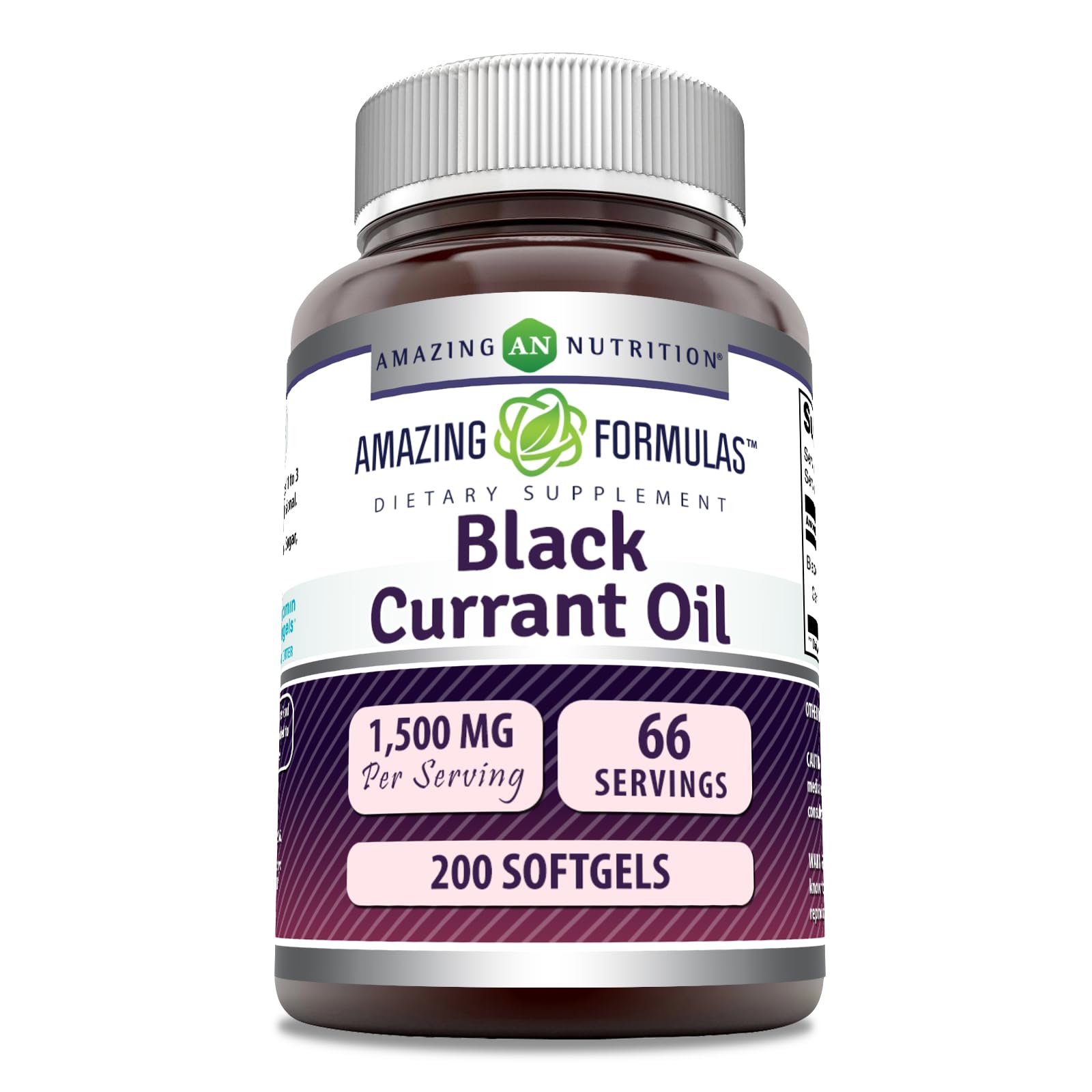 Label art for Amazing Formulas Black Currant Oil Softgels 1500 mg