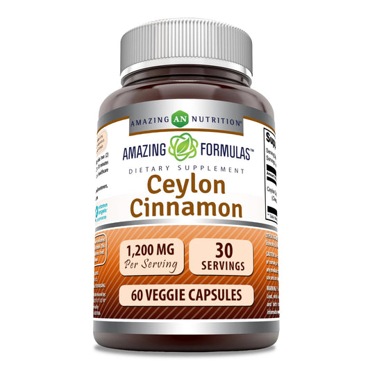 Amazing Formulas Ceylon Cinnamon 1200 mg veggie capsules front view