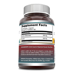 Back of the bottle showing supplement facts and ingredients
