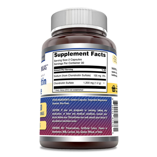 Close-up of Chondroitin Sulfate 1200 mg supplement label