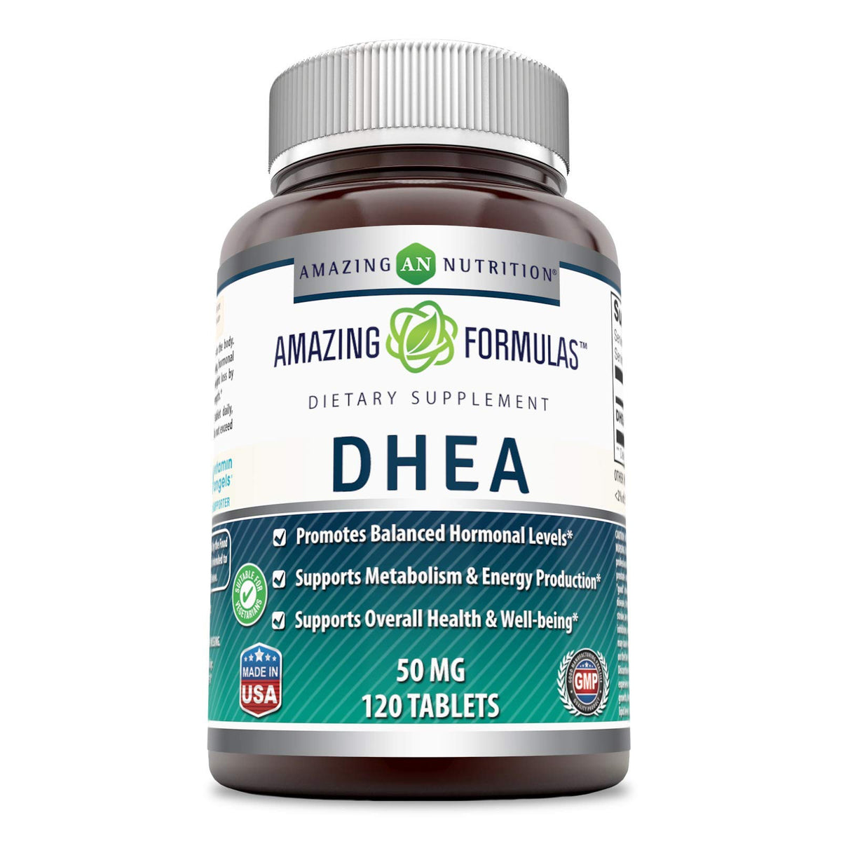 Bottle of Amazing Formulas DHEA 100 mg per serving, 120 tablets
