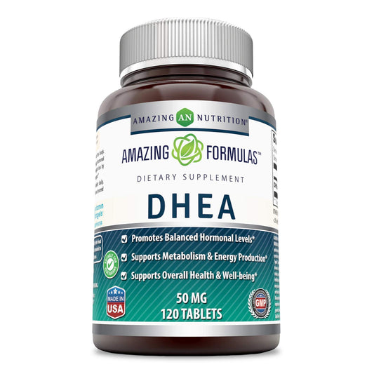 Bottle of Amazing Formulas DHEA 100 mg per serving, 120 tablets
