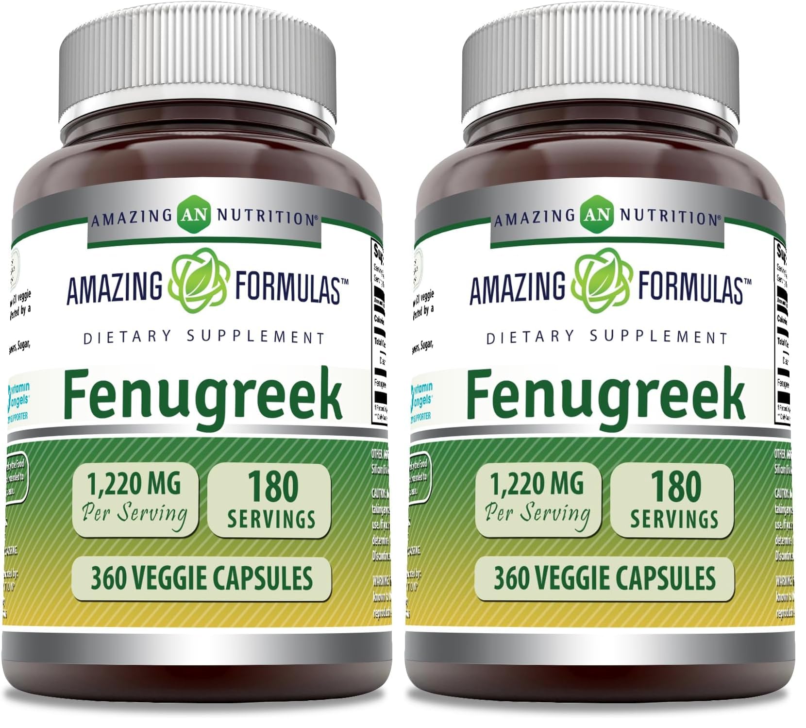 Bottle of Amazing Formulas Fenugreek Seed Supplement 610 mg with 360 veggie capsules