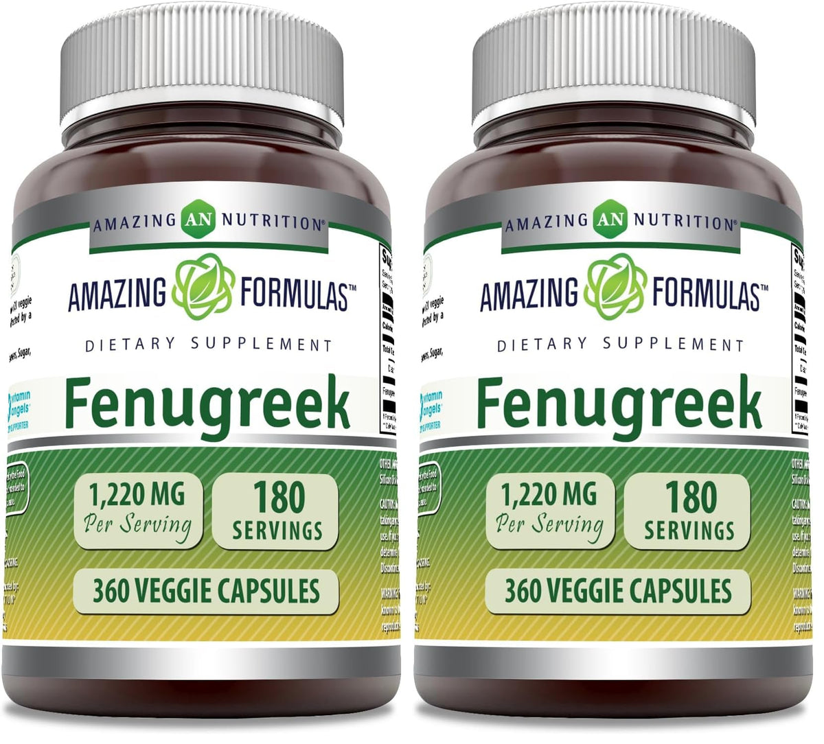 Bottle of Amazing Formulas Fenugreek Seed Supplement 610 mg with 360 veggie capsules