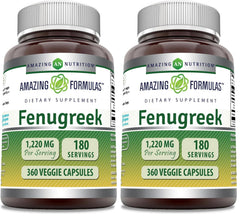 Bottle of Amazing Formulas Fenugreek Seed Supplement 610 mg with 360 veggie capsules