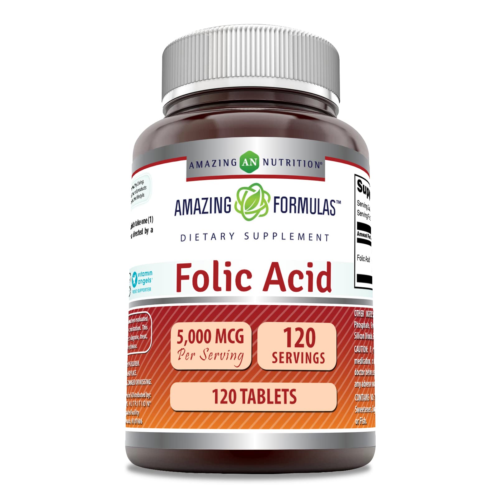 Amazing Formulas Folic Acid 5000 mcg bottle front