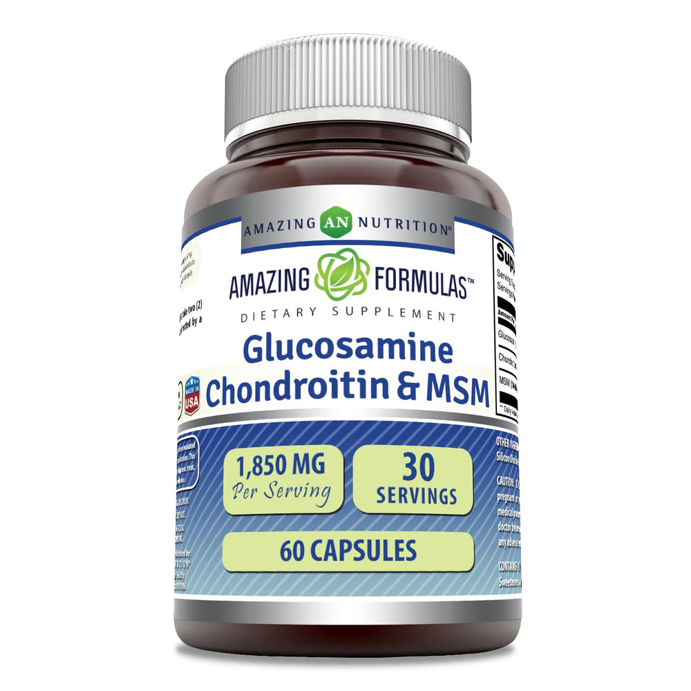 Front label of Amazing Formulas Glucosamine Chondroitin MSM bottle