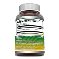 Packaging photograph of Amazing Formulas Glucosamine Sulfate 1500 mg Capsules bottle with 240-count