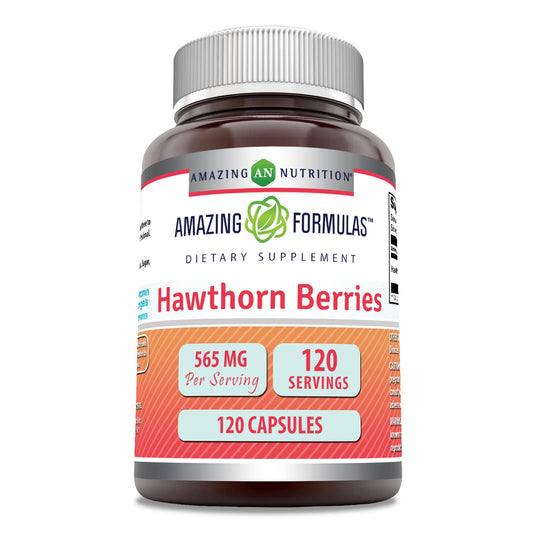 Bottle of Amazing Formulas Hawthorn Berries Supplement with label