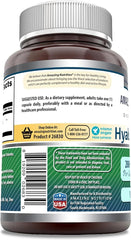 Non-GMO and Gluten Free labeling on Amazing Formulas Hyaluronic Acid bottle