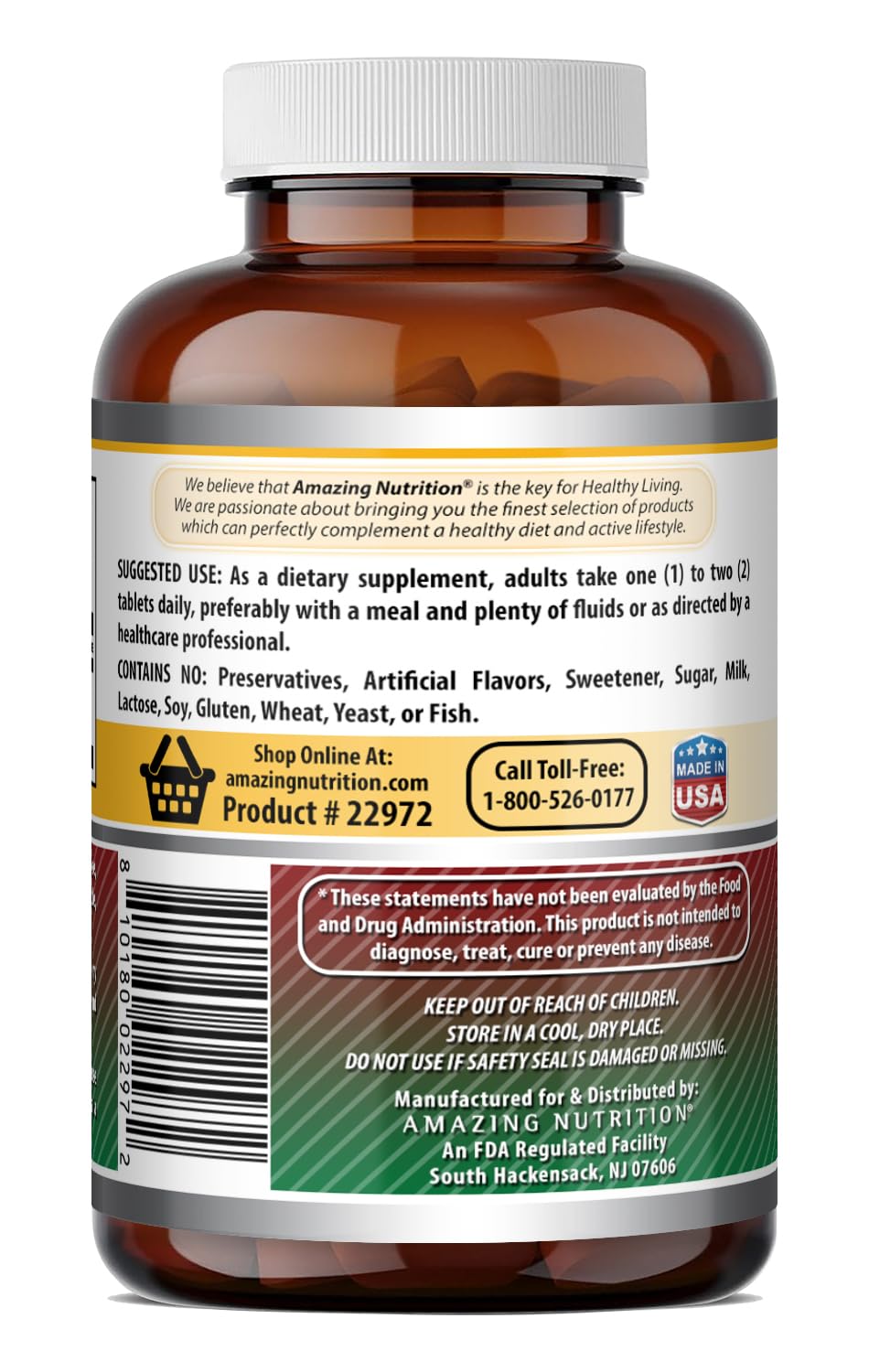 Made in USA stamp on packaging of Amazing Formulas iron supplement