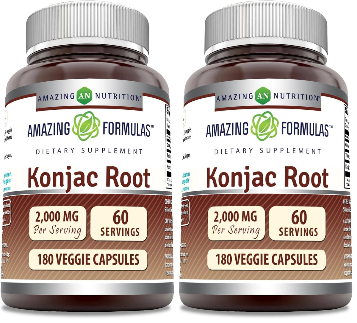 Bottle of Amazing Formulas Konjac Root Supplement with 180 veggie capsules, made in USA