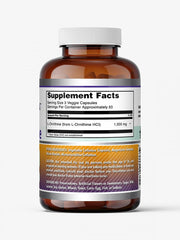 Label close-up showing L-Ornithine 1500 mg per serving