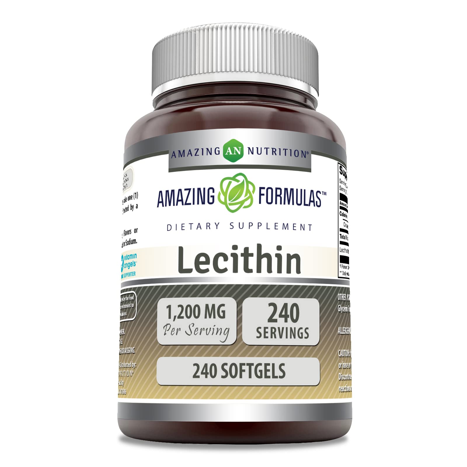Amazing Formulas Lecithin 1200 mg softgel bottle – front view