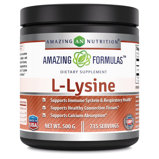 Amazing Formulas L-Lysine 680mg powder 500g front view