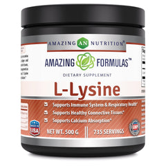 Amazing Formulas L-Lysine 680mg powder 500g front view