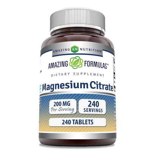 Bottle of Amazing Formulas Magnesium Citrate 200 mg, 240-count