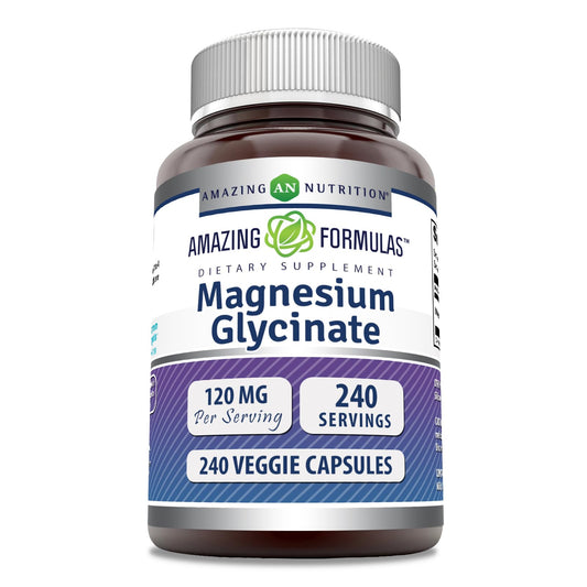 Amazing Formulas Magnesium Glycinate 120 mg bottle with veggie capsules