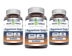 Bottle of Amazing Formulas Magnesium Oxide 500 mg capsules