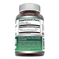 Close-up of Melatonin tablets - 20 mg per serving