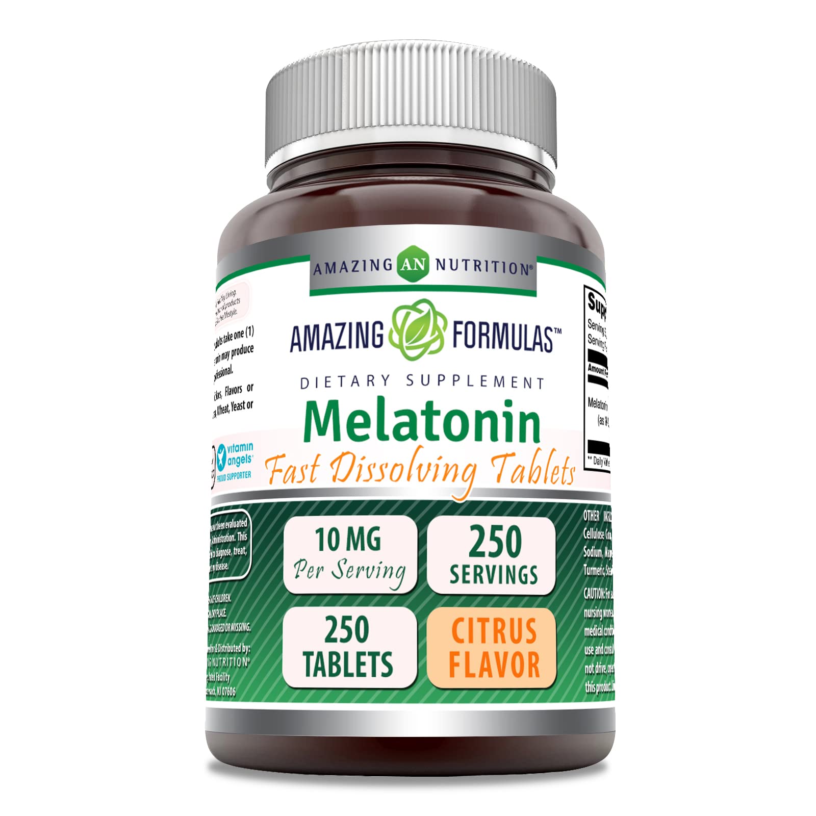 Bottle of Amazing Formulas Melatonin Fast Dissolve 10 mg Citrus Flavor