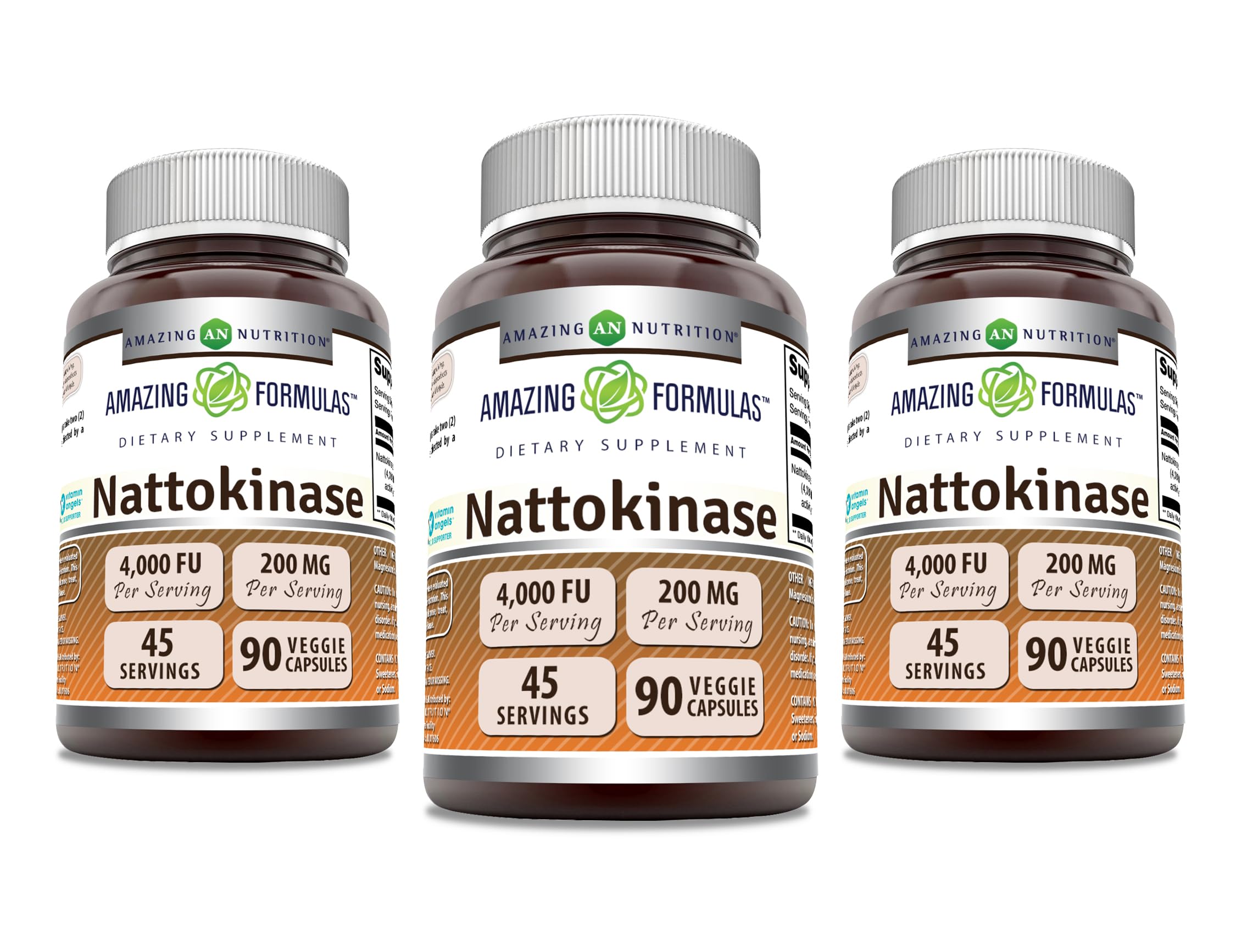 Amazing Formulas Nattokinase 100 mg Veggie Capsules - 90 Count - 3 Pack