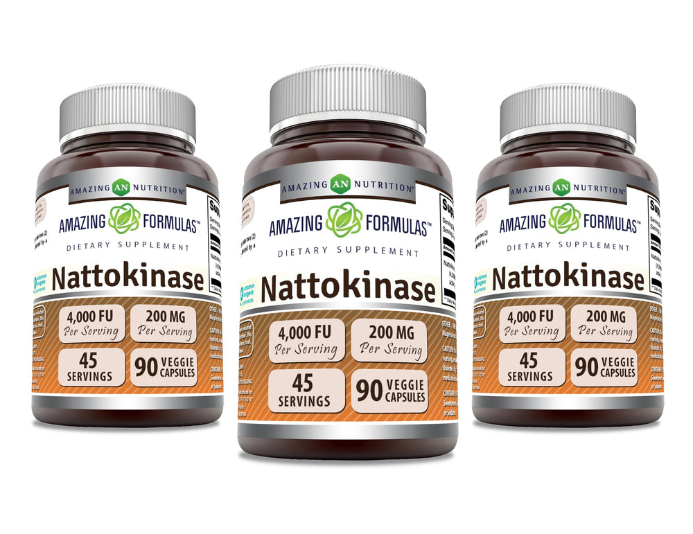 Amazing Formulas Nattokinase 100 mg Veggie Capsules - 90 Count - 3 Pack