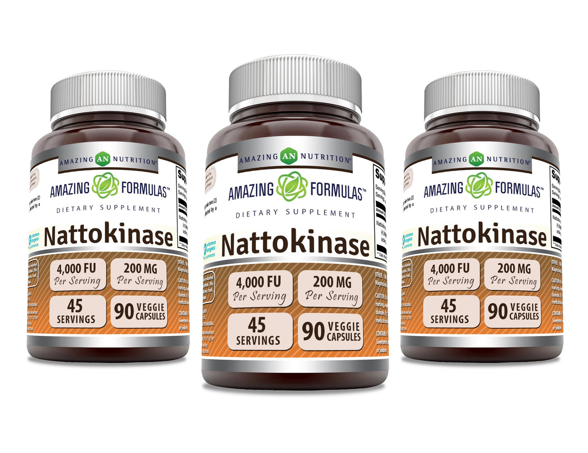 Amazing Formulas Nattokinase 100 mg Veggie Capsules - 90 Count - 3 Pack